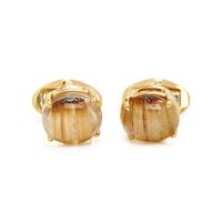YELLOW GOLD AND CAT'S EYE RUTILATED QUARTZ CUFFLINKS