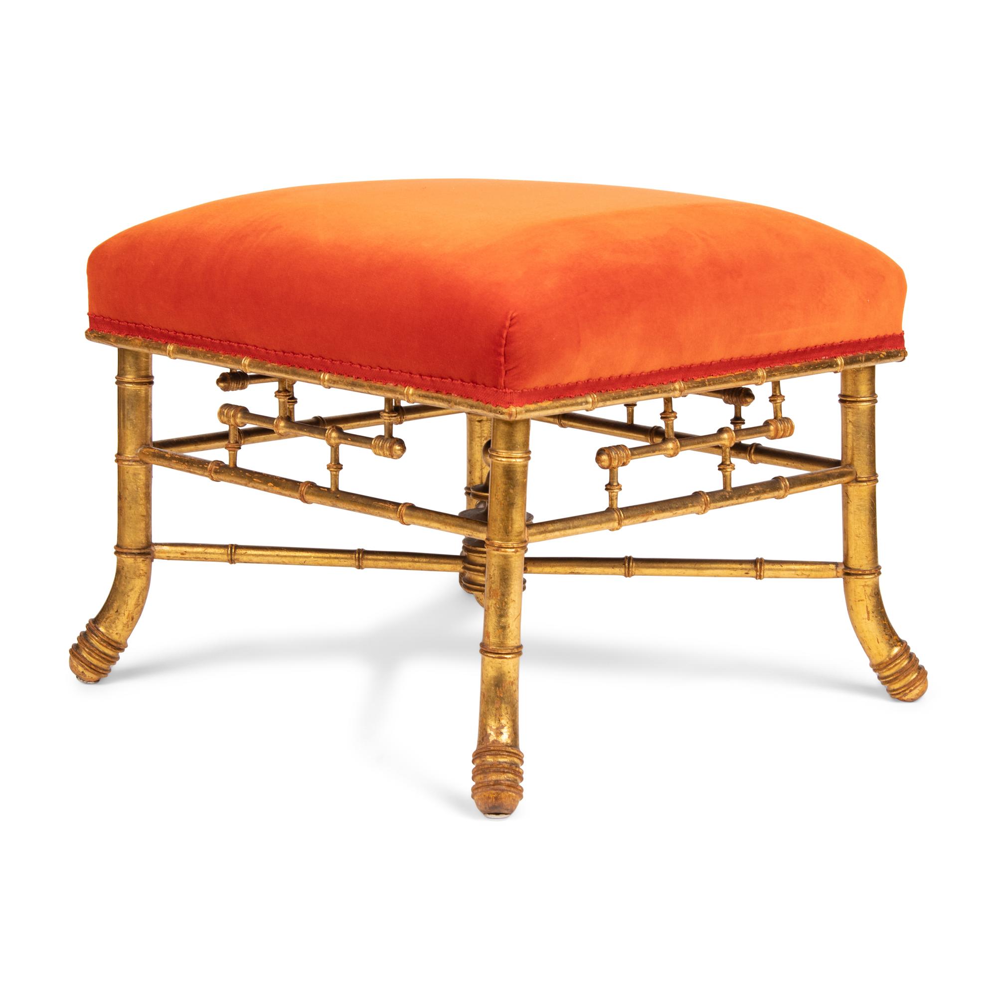 A French Giltwood Faux Bamboo Stool