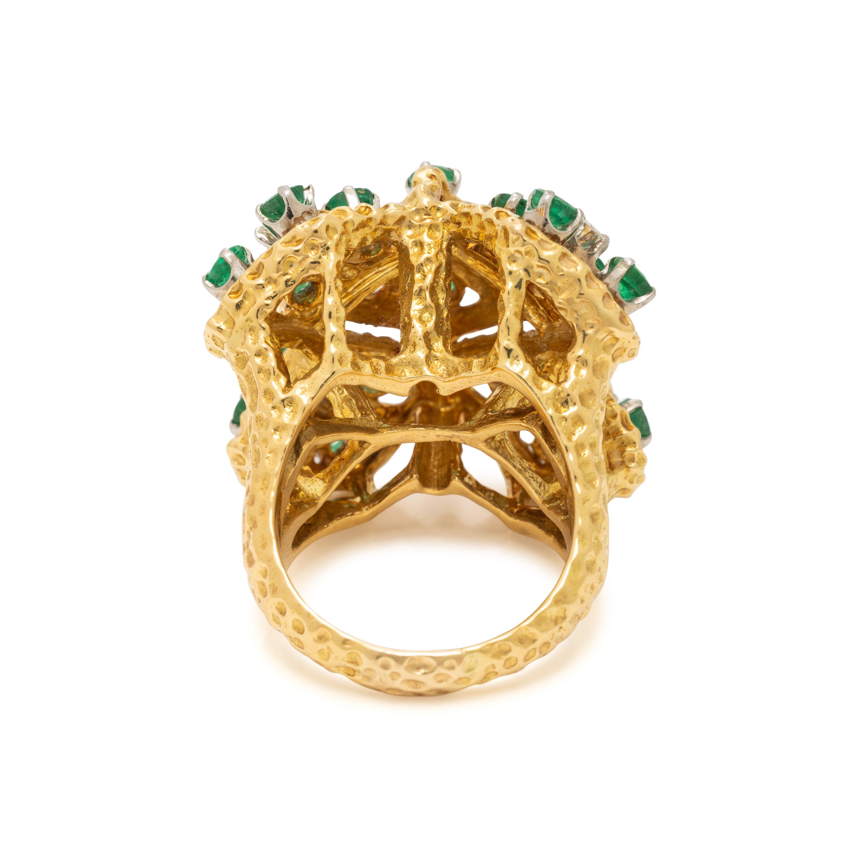 Emerald, Diamond and Yellow Gold Ring