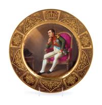 A German Painted and Parcel Gilt Napoleonic Porcelain Cabinet Plate