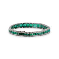 JANESICH, ART DECO, FRENCH, EMERALD AND DIAMOND LINE BRACELET