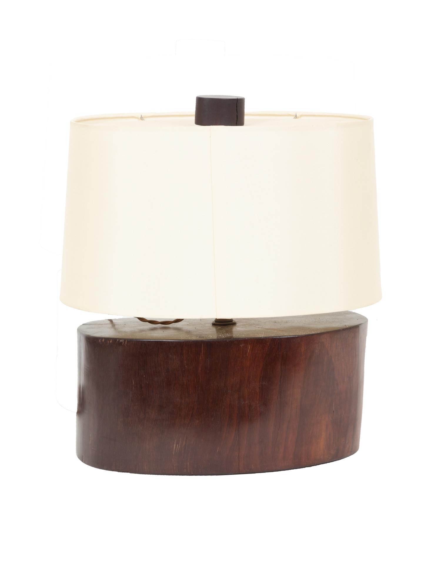 An Modernist Ironwood Table Lamp with Silk Shade