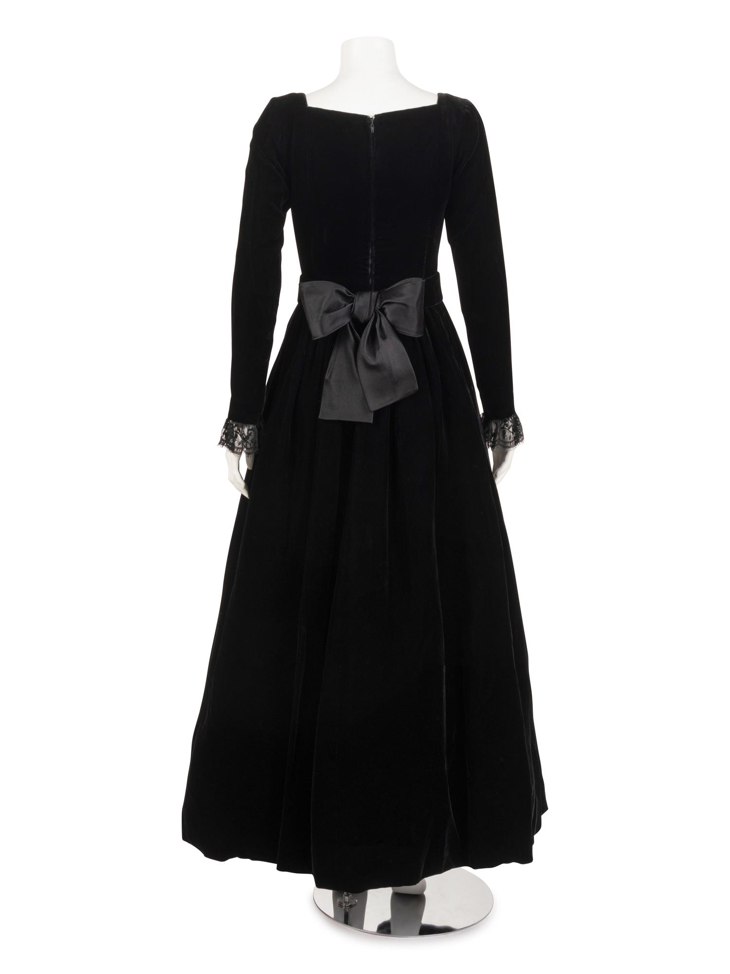 Yves Saint Laurent Haute Couture Black Velvet Dress and Belt, ca. 1980