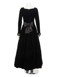 Yves Saint Laurent Haute Couture Black Velvet Dress and Belt, ca. 1980