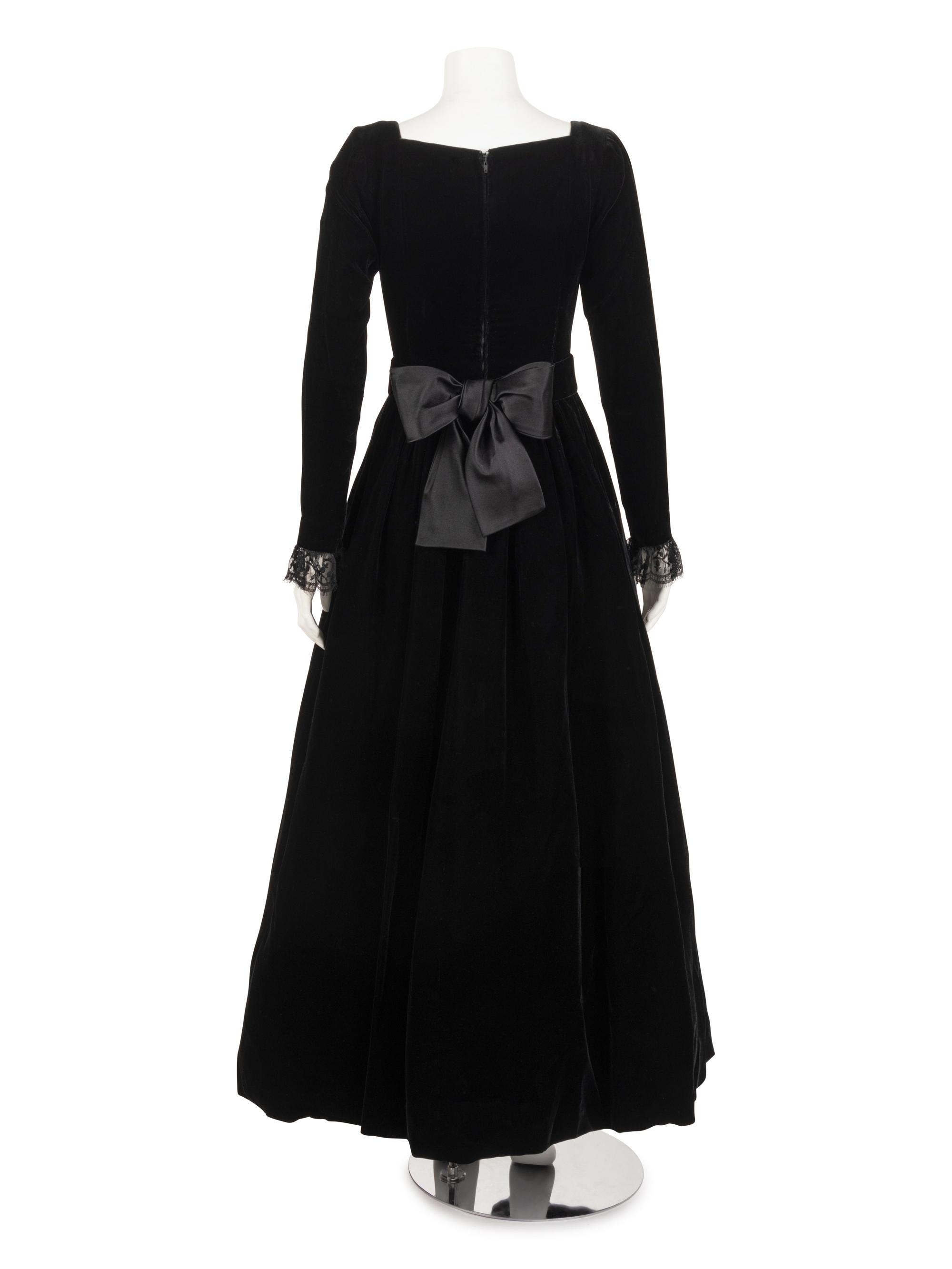 Yves Saint Laurent Haute Couture Black Velvet Dress and Belt, ca. 1980