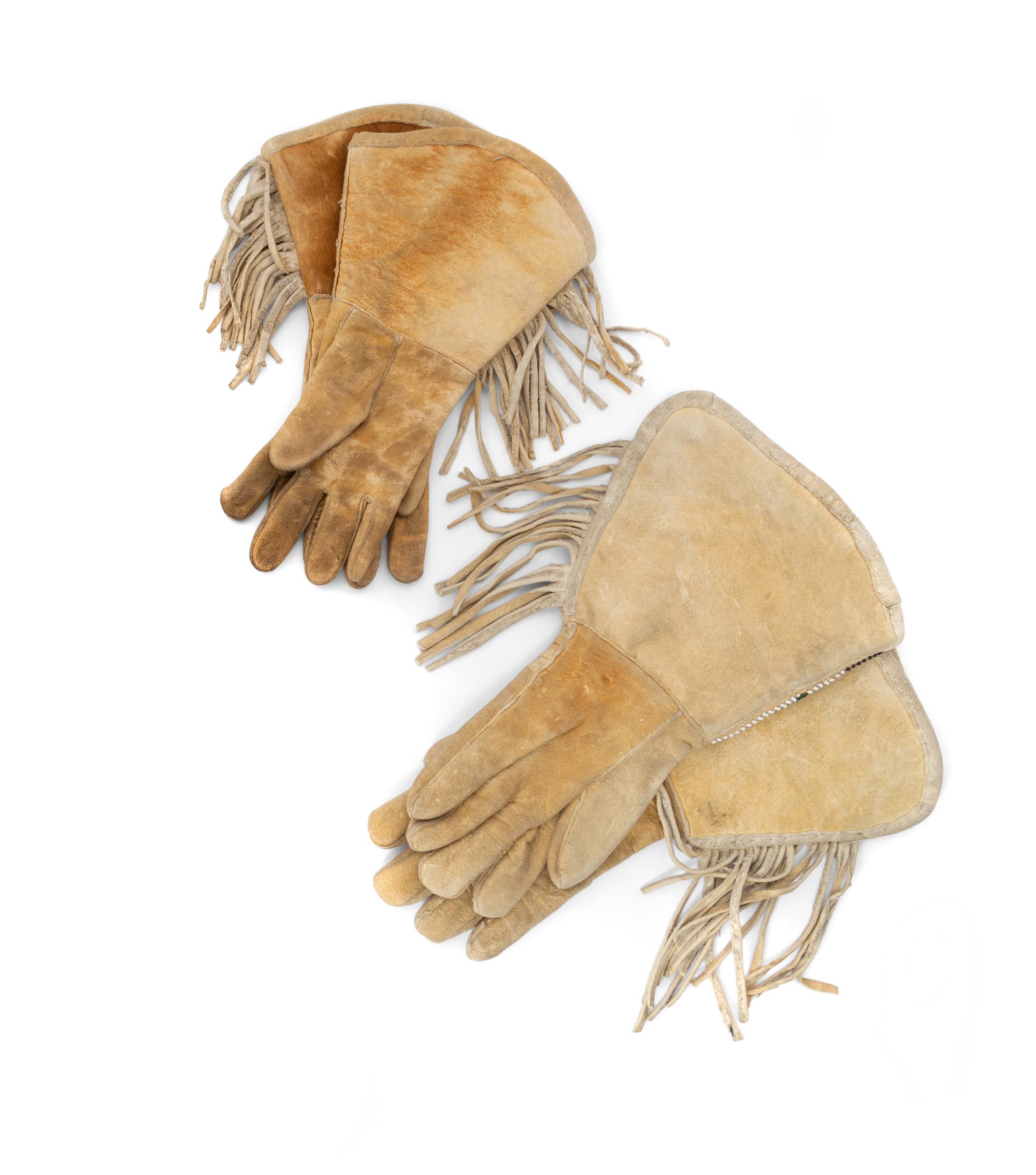 Two Pairs of Shoshone Beaded Hide Gauntlets