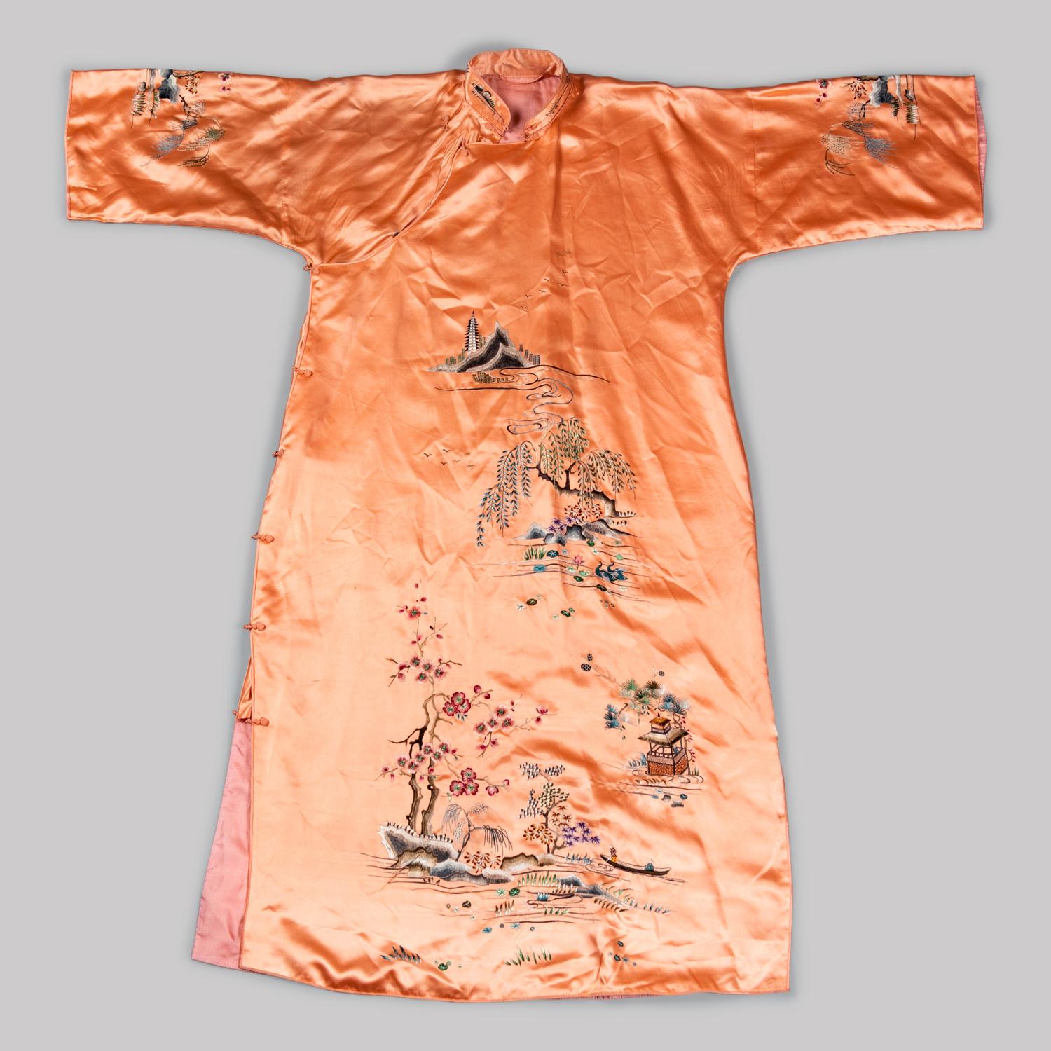 Three Chinese Embroidered Silk Ladies' Cheongsam, Qipao