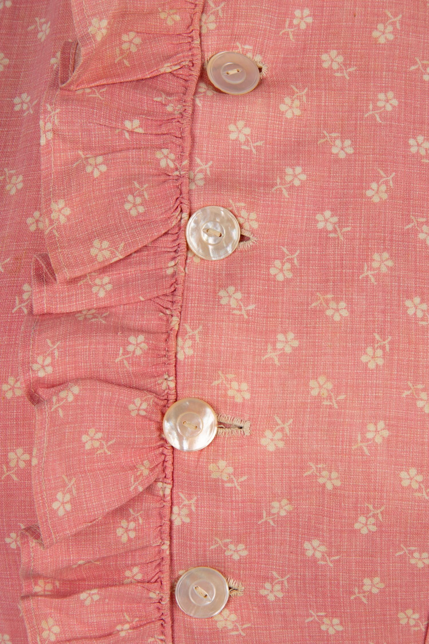 Two Printed Cotton Dresses, and One Blouse, 1870-80s