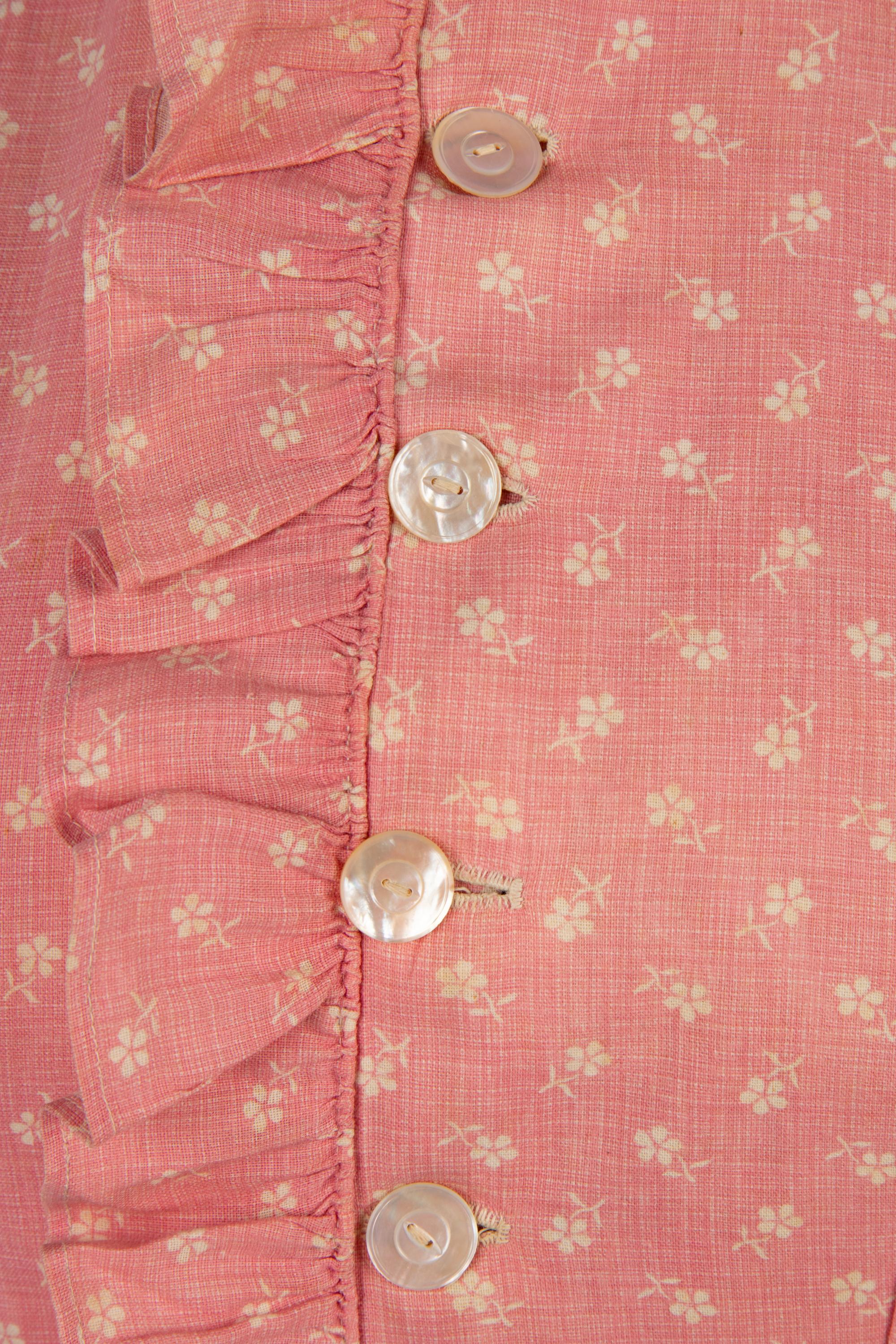 Two Printed Cotton Dresses, and One Blouse, 1870-80s