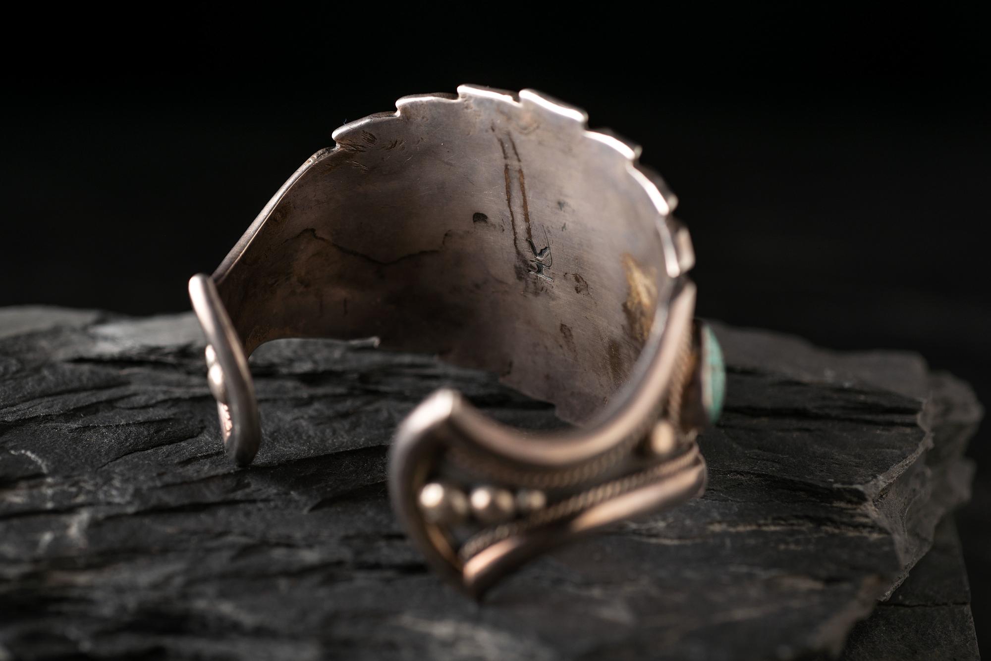 Navajo Silver and #8 Turquoise Cuff Bracelet