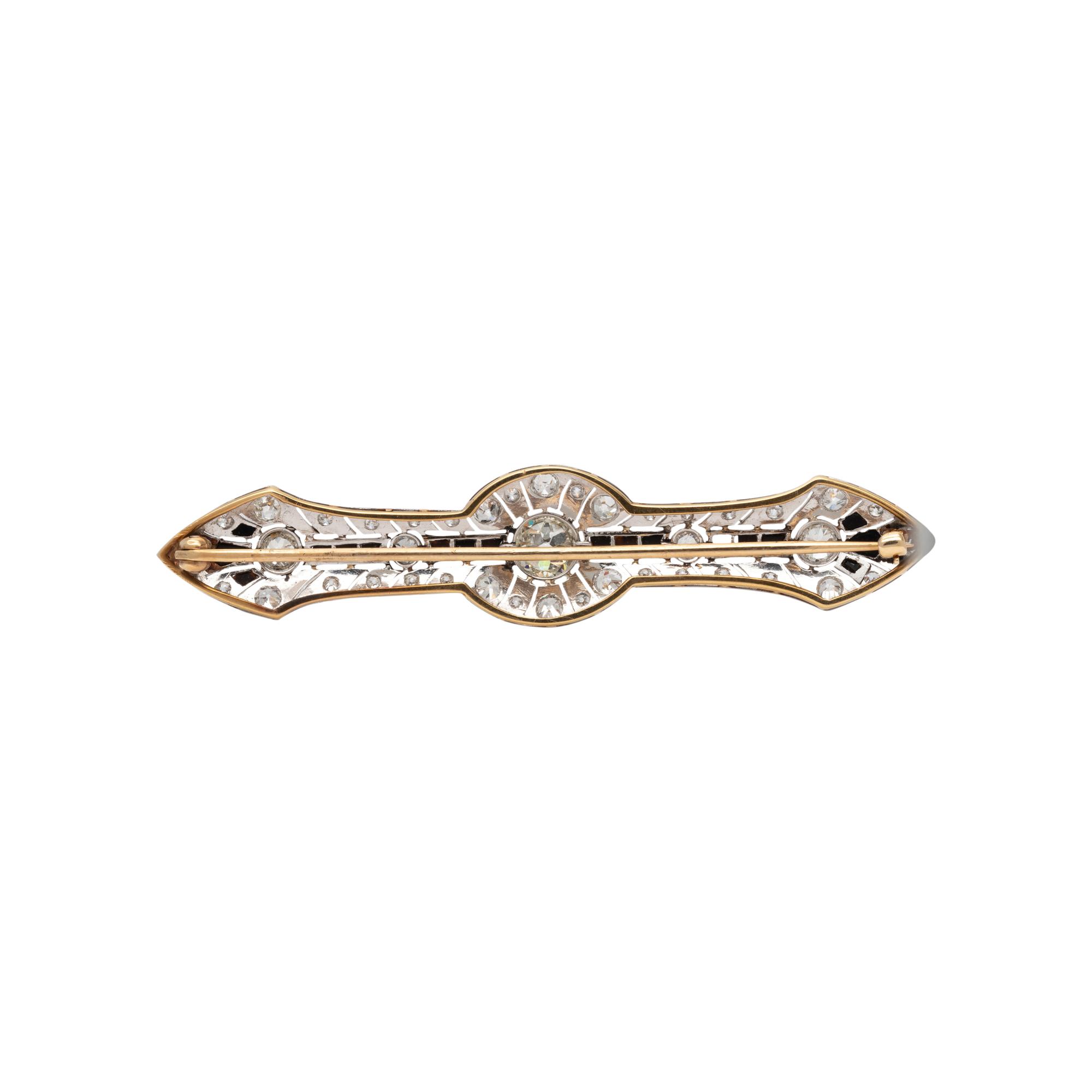 ART DECO, DIAMOND AND ONYX BROOCH