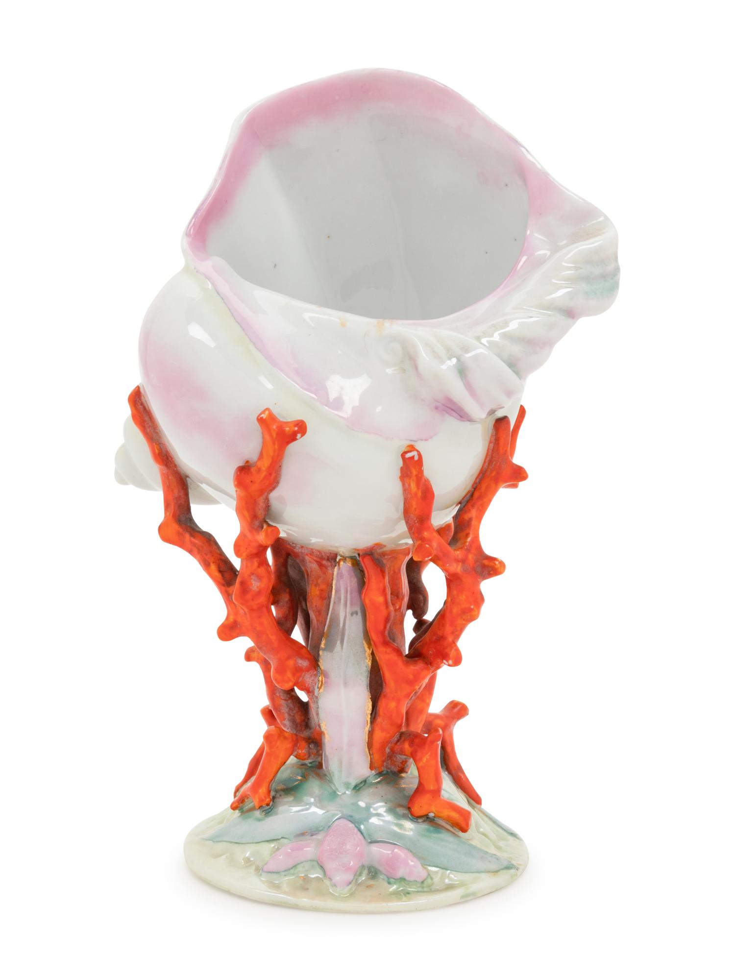 An English Porcelain Shell and Coral Vessel