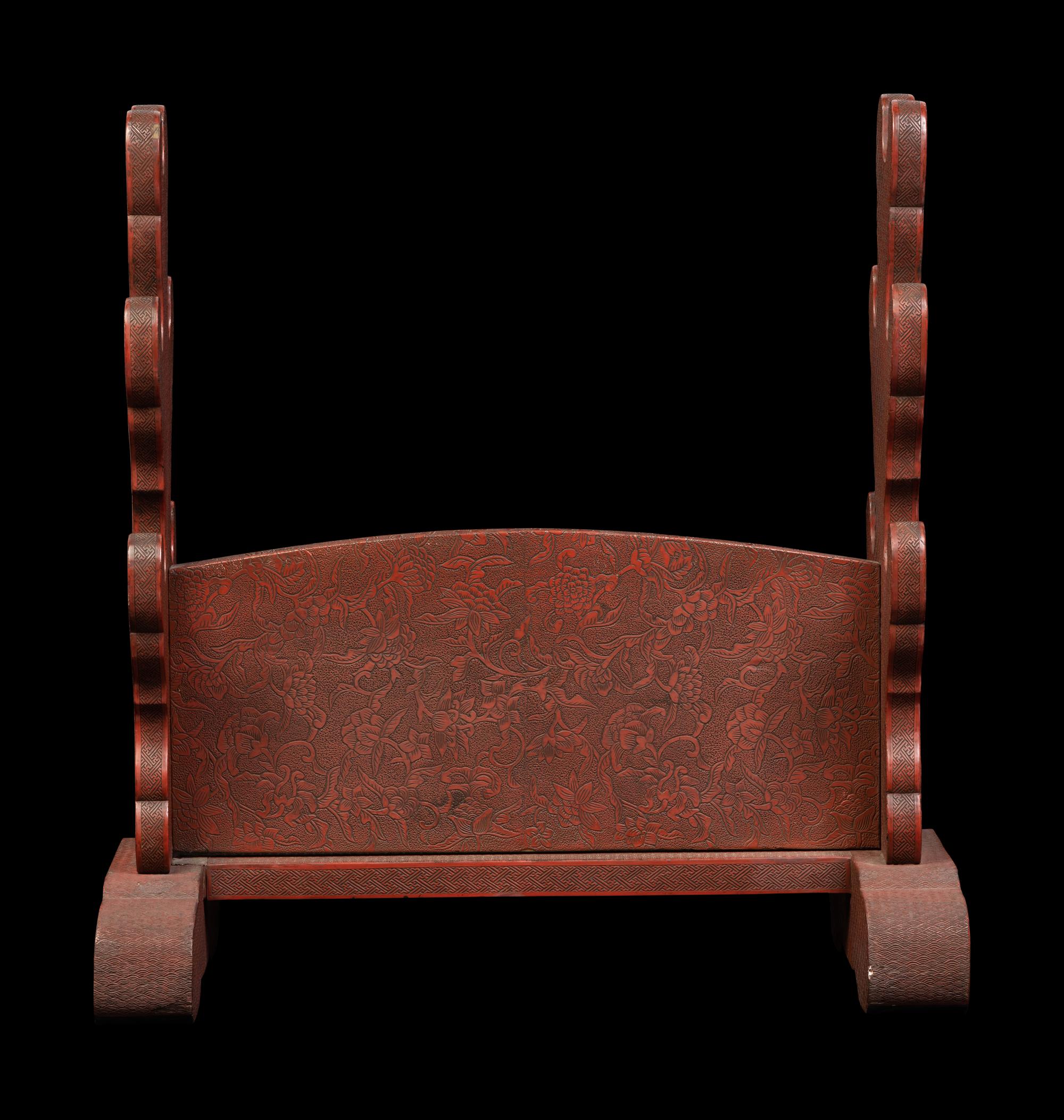A Carved Red Lacquer Sword Stand