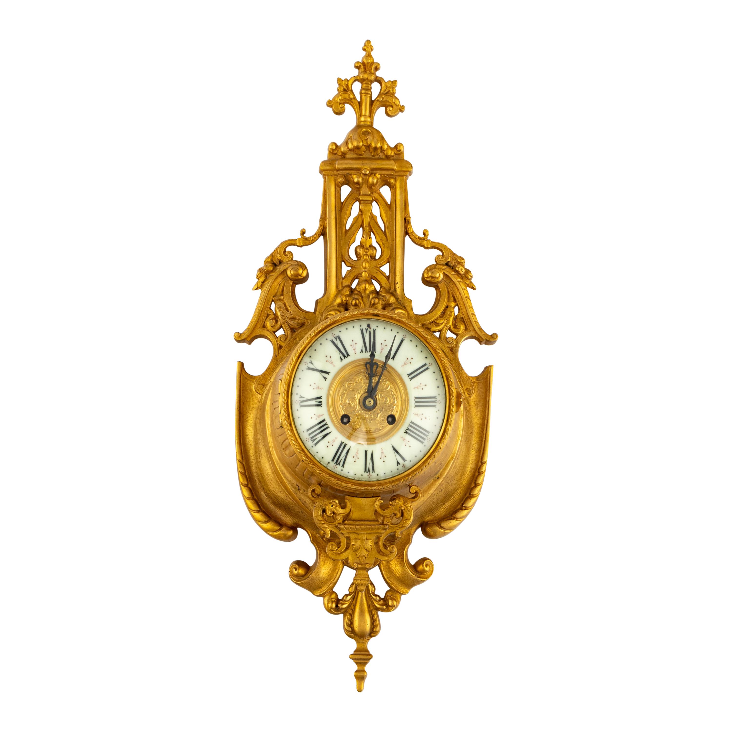 A French Neoclassical Gilt Bronze Cartel Clock