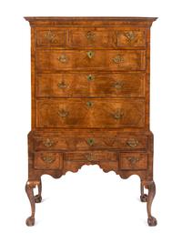 A George II Burl Walnut Chest on Stand