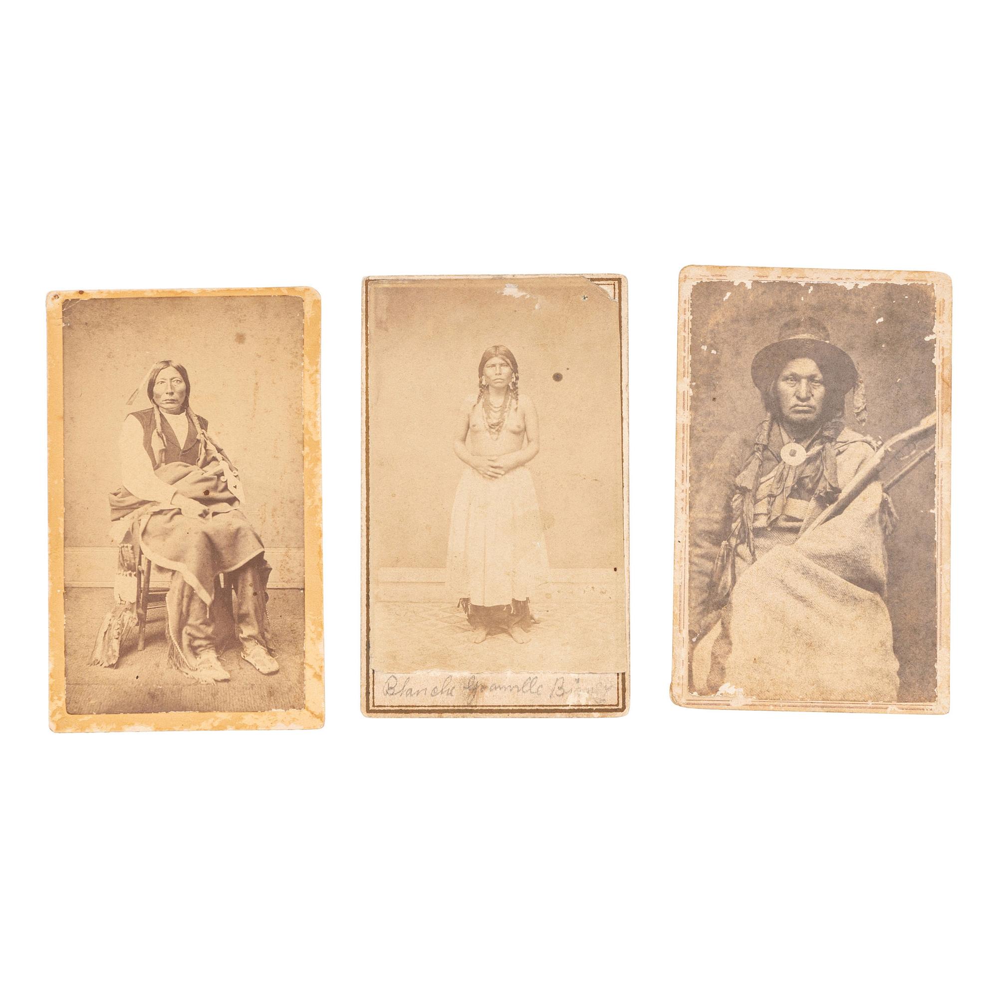 [NATIVE AMERICANS]. A group of 3 CDVs of Native American subjects, comprising: