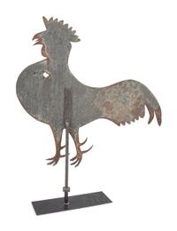 A Pierced and Cut Sheet Iron Rooster Weathervane