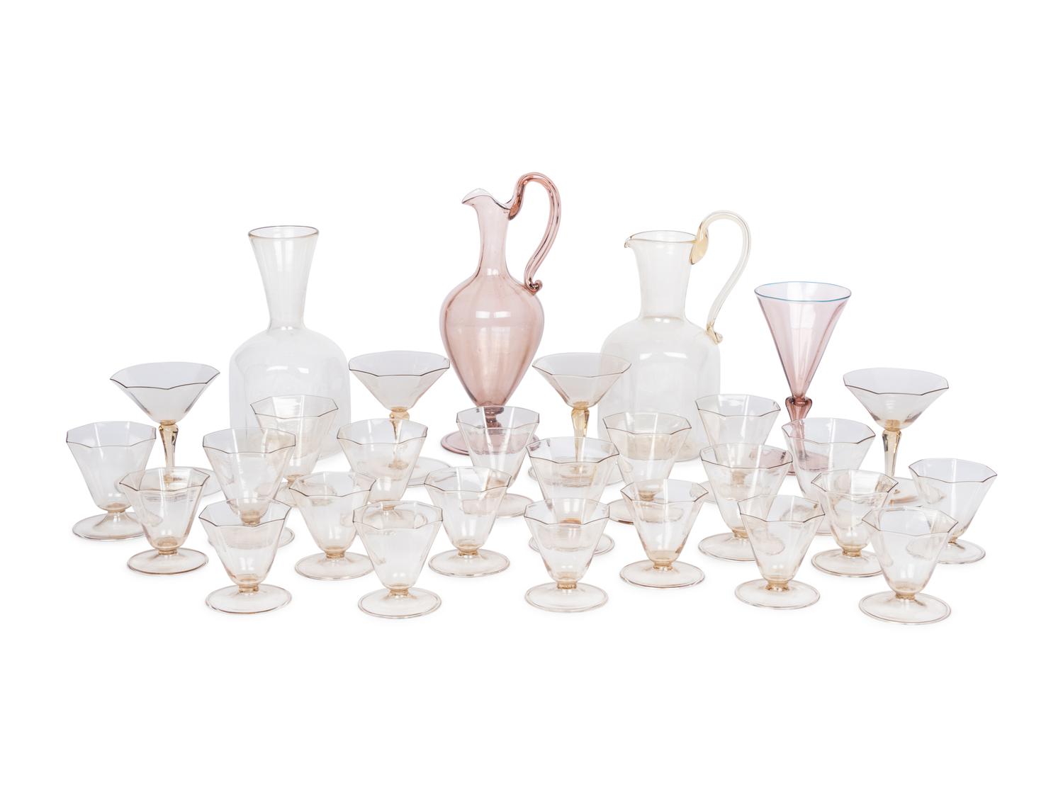 A Venetian Blown Glass Drink Service