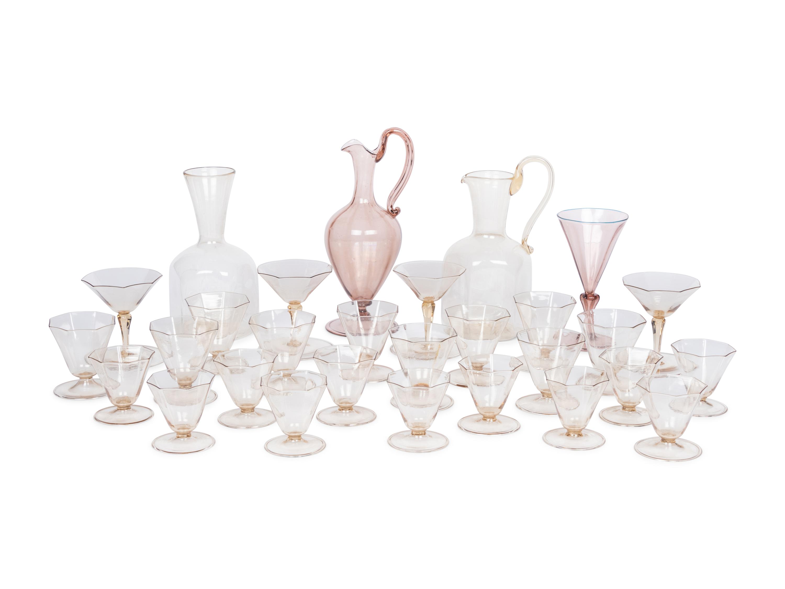 A Venetian Blown Glass Drink Service