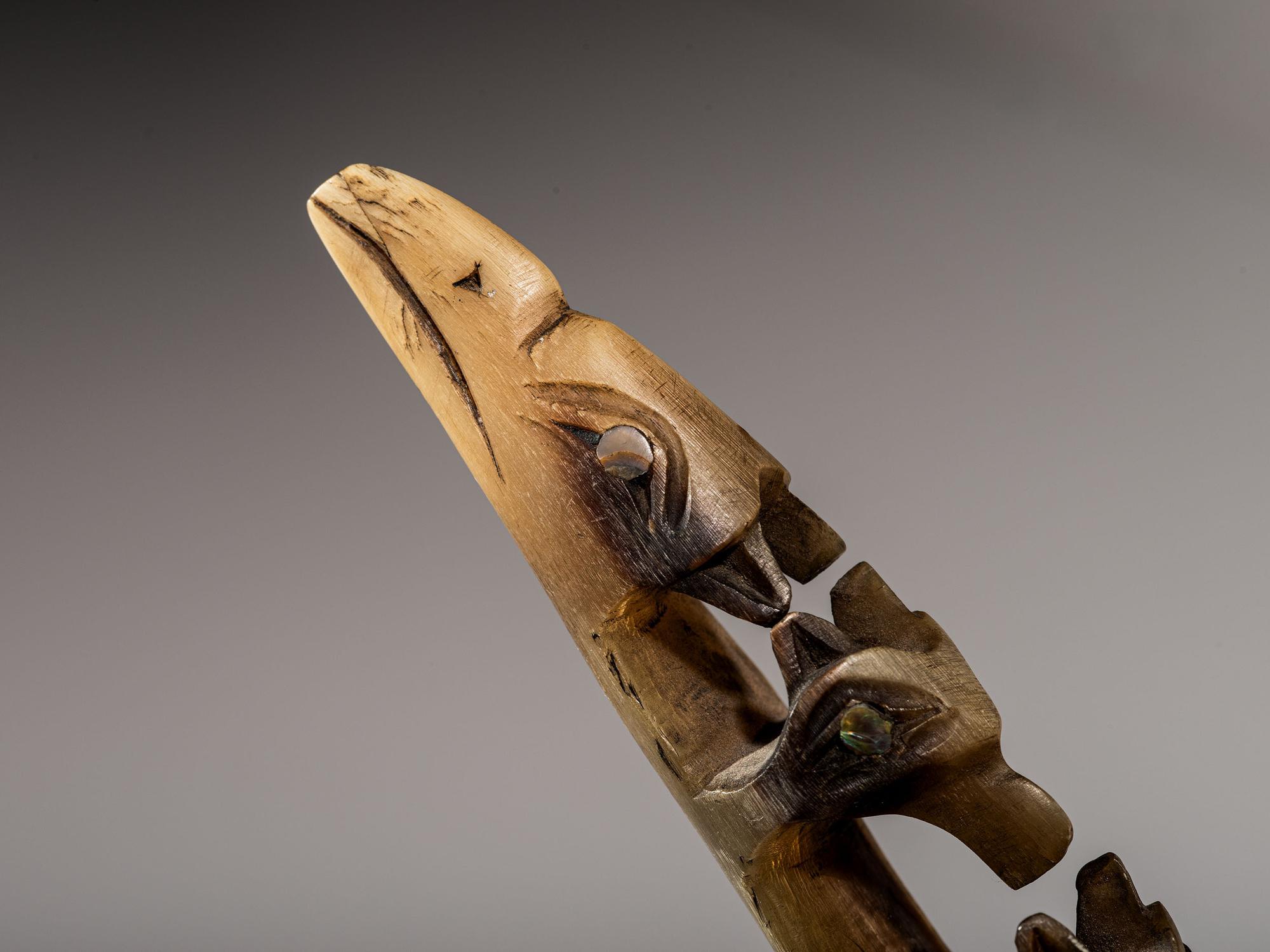 Tlingit Big Horn Sheep Spoon, with Totemic Imagery