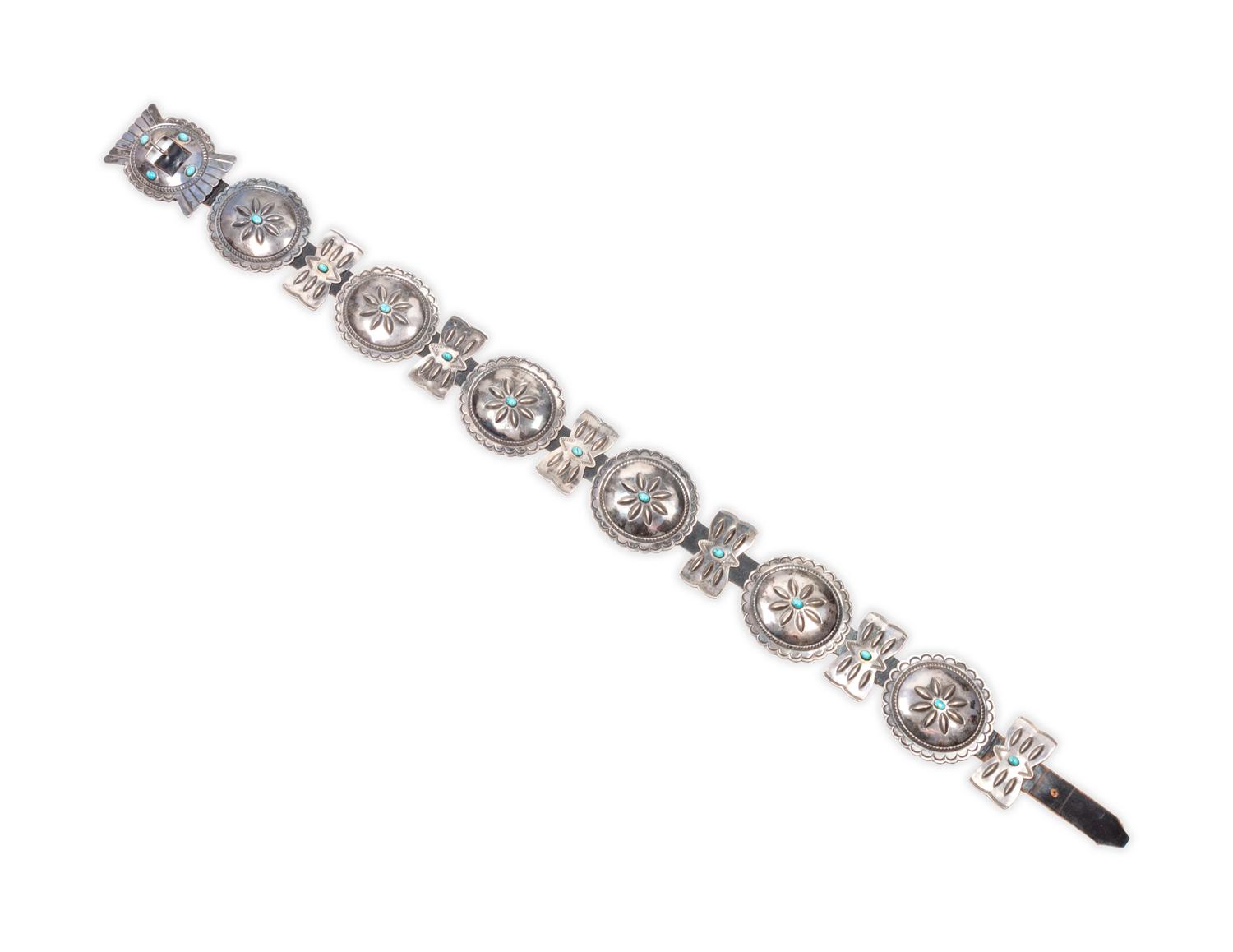 Silver and Turquoise Concha Belt