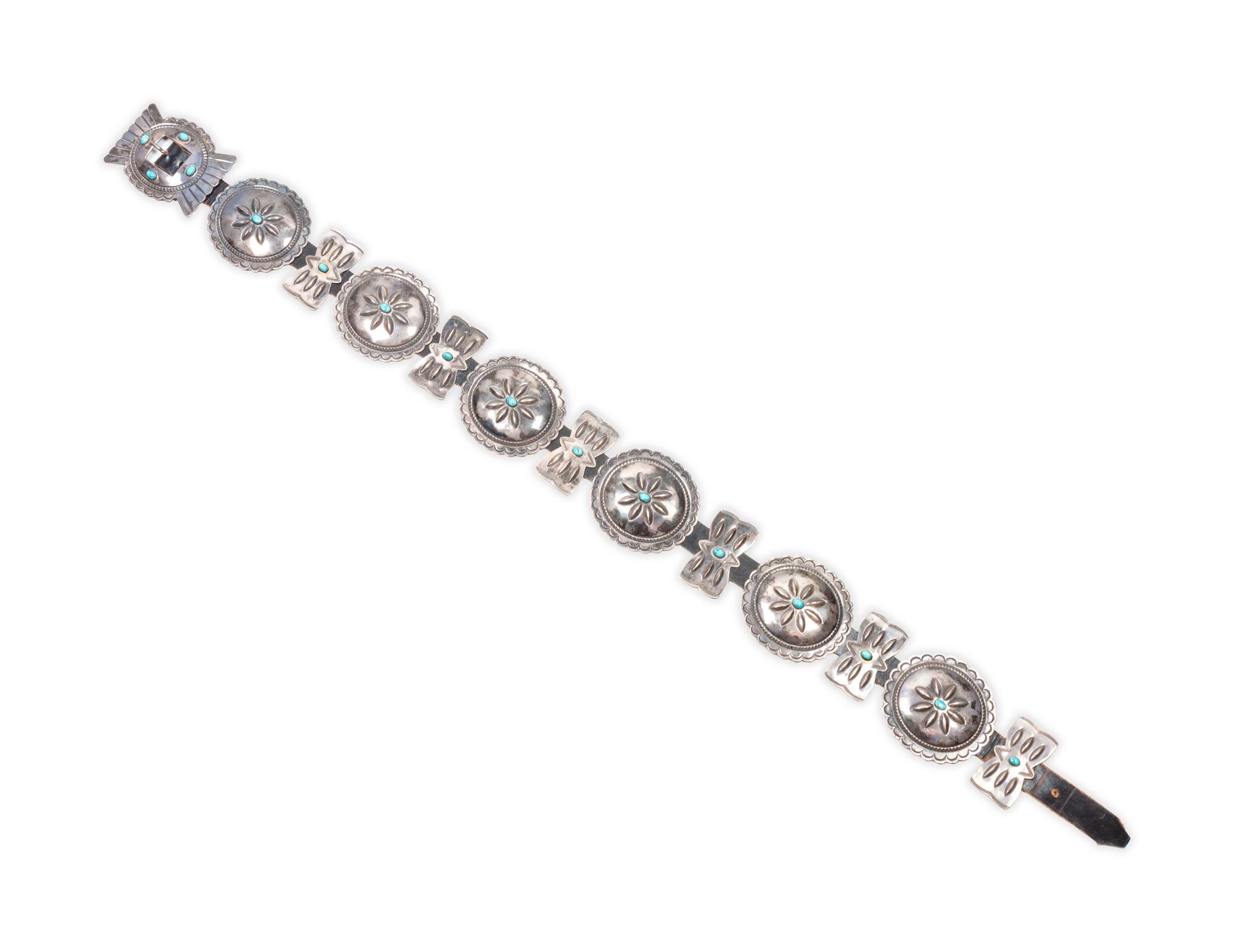 Silver and Turquoise Concha Belt
