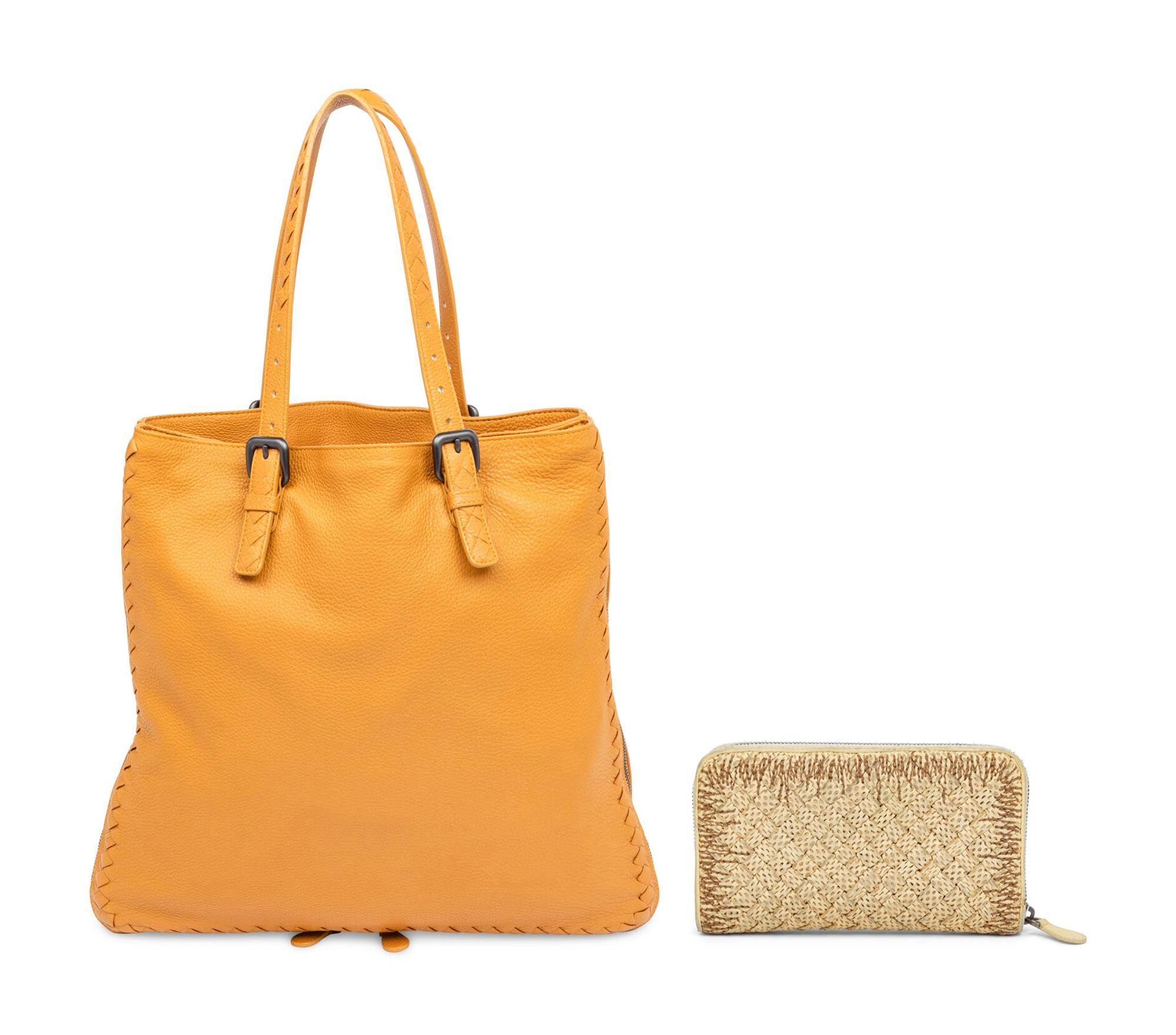 Bottega Veneta, Yellow Leather Zippered Tote & Intrecciato Wallet