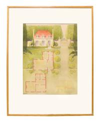 A Set of Four Architectural Presentation Renderings from the University of Illinois Architecture Department 32" W x 1.5" D x 41.5" H — United States, 20th Century