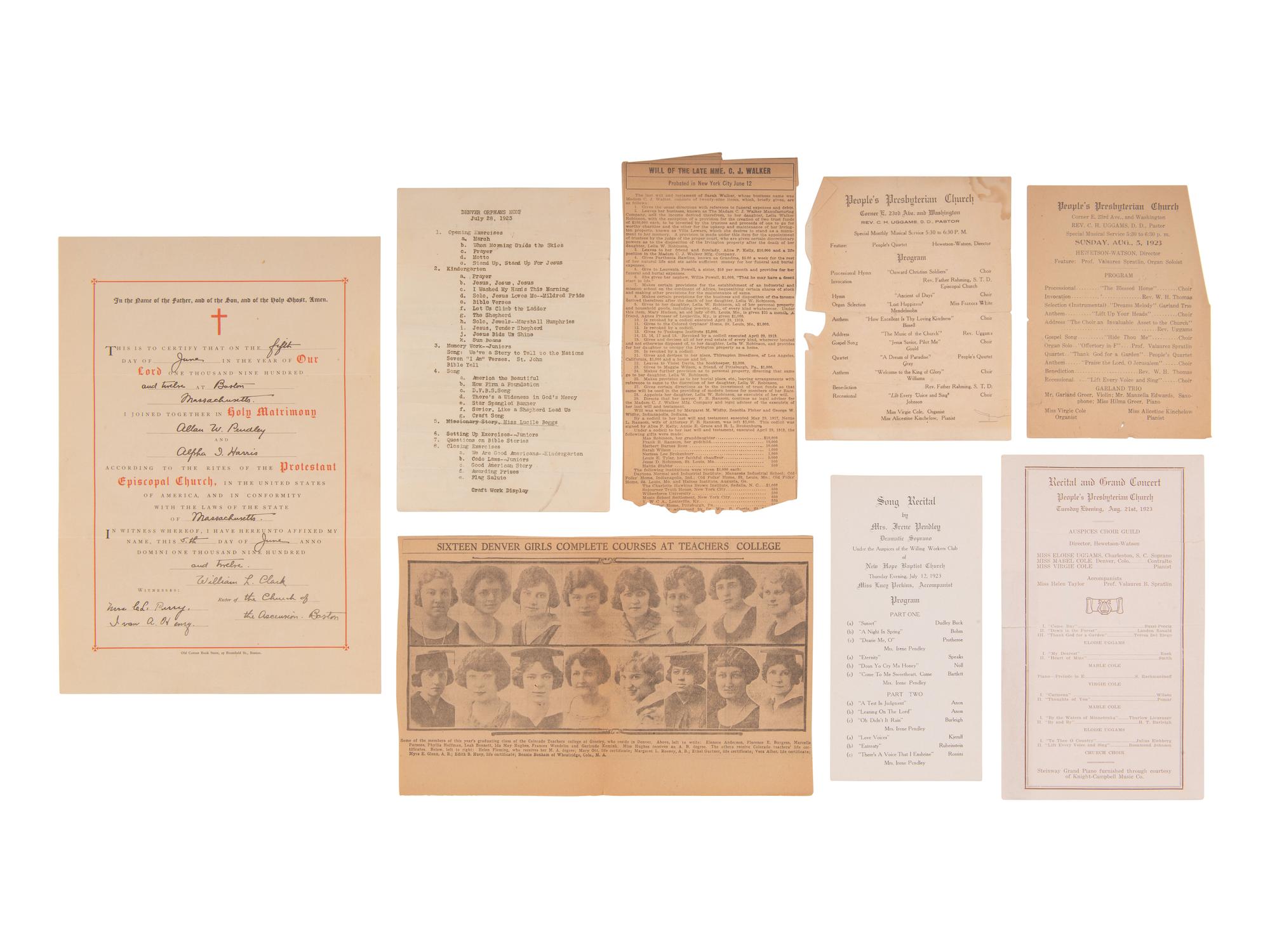 [NATIVE AMERICAN] -- [AFRICAN AMERICANA]. Documents sent to Mary Harris from the Commission of the Five Civilized Tribes regarding her application for enrollment with her family as Cherokee Freedmen. 1903.