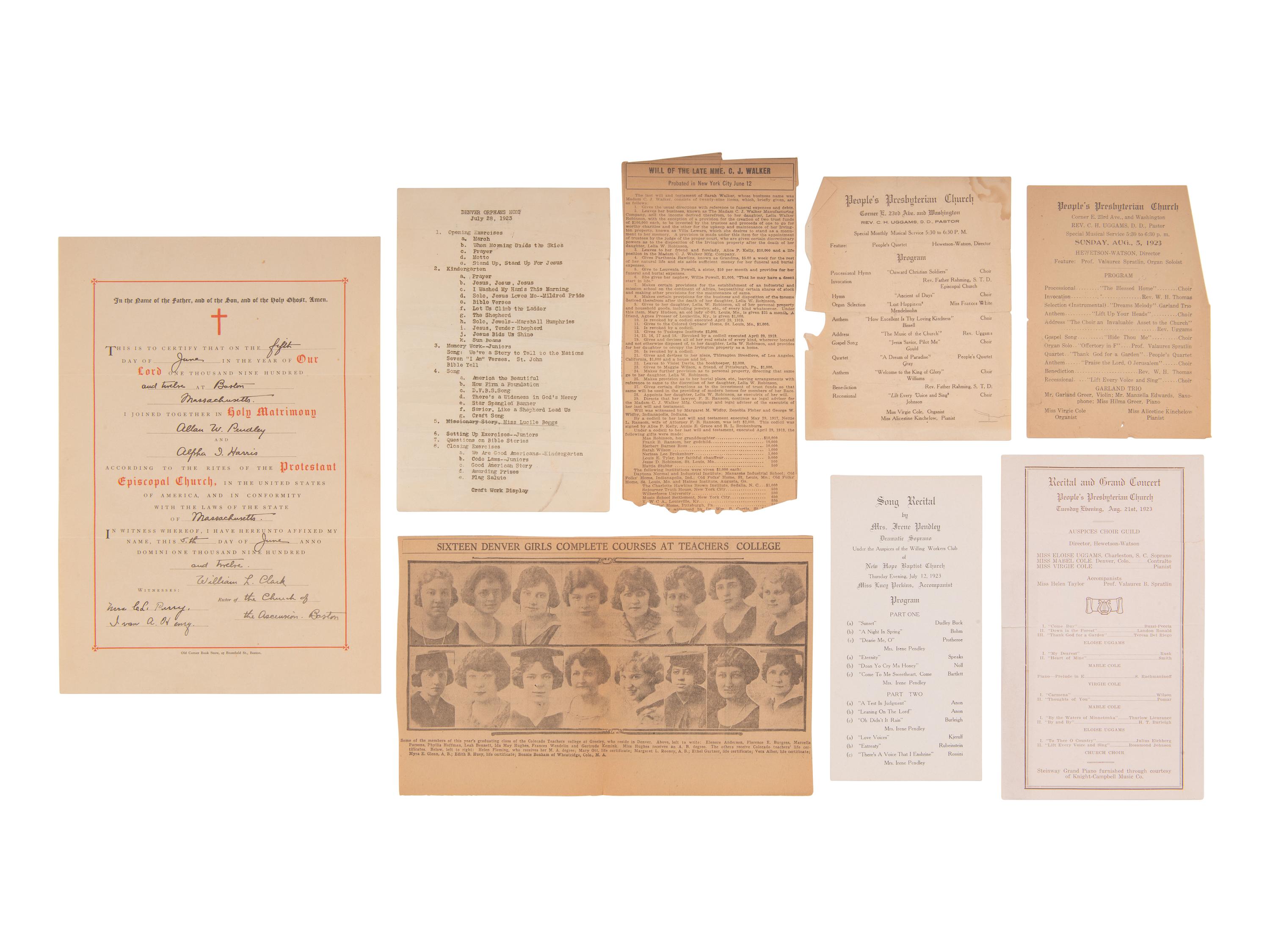 [NATIVE AMERICAN] -- [AFRICAN AMERICANA]. Documents sent to Mary Harris from the Commission of the Five Civilized Tribes regarding her application for enrollment with her family as Cherokee Freedmen. 1903.