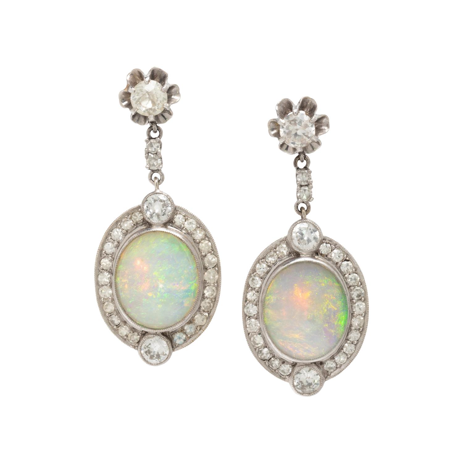 OPAL AND DIAMOND EARRINGS