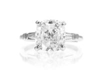 A White Gold and Cushion Cut Diamond Ring, 2.40 dwts.