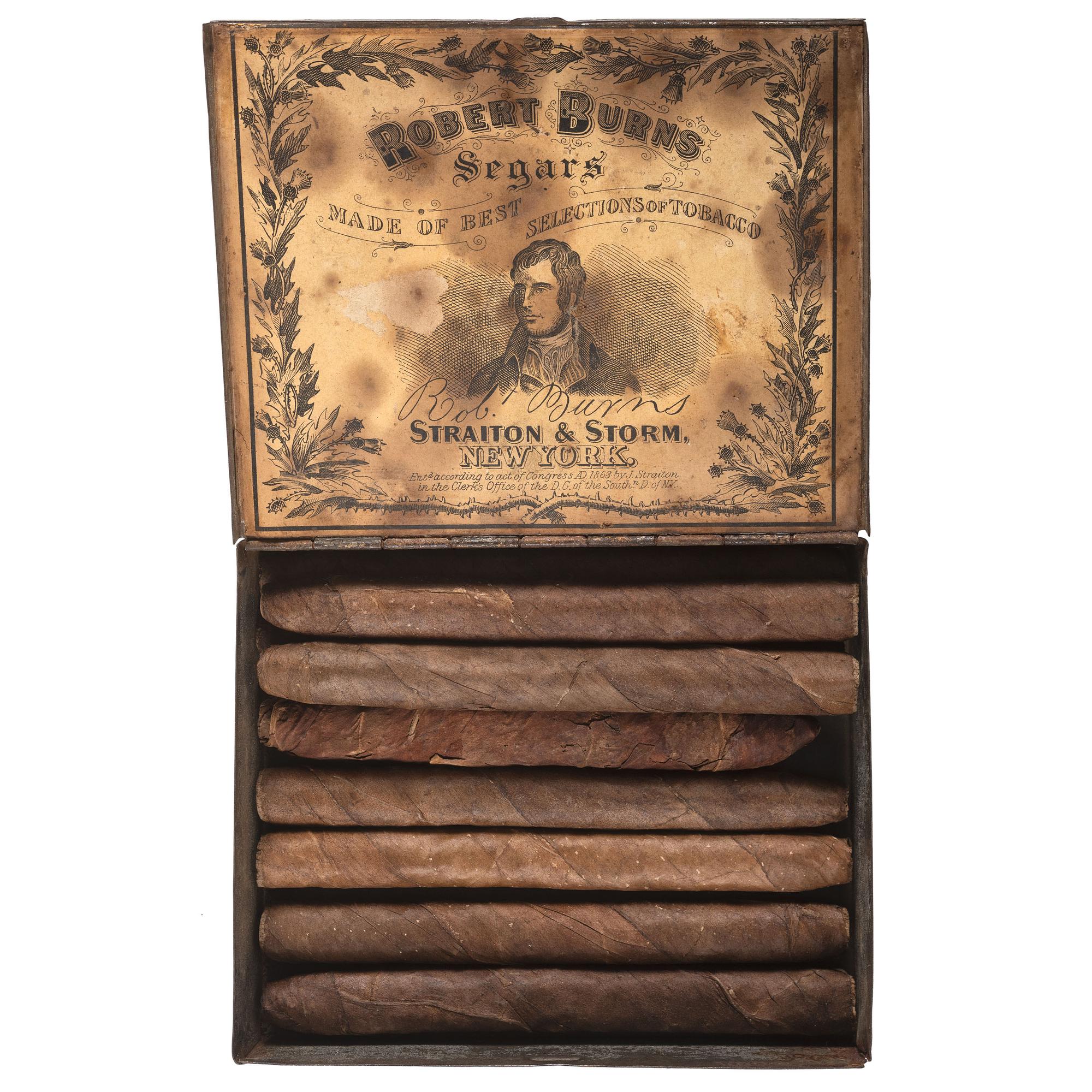 Jabez Alsover, 1st & 115th Pennsylvania Infantry Regiments. Cigar case with cigars, 1863.