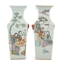 A Pair of Qianjiang Porcelain Square Vases Height 15 3/4 inches. — LATE 19TH/20TH CENTURY