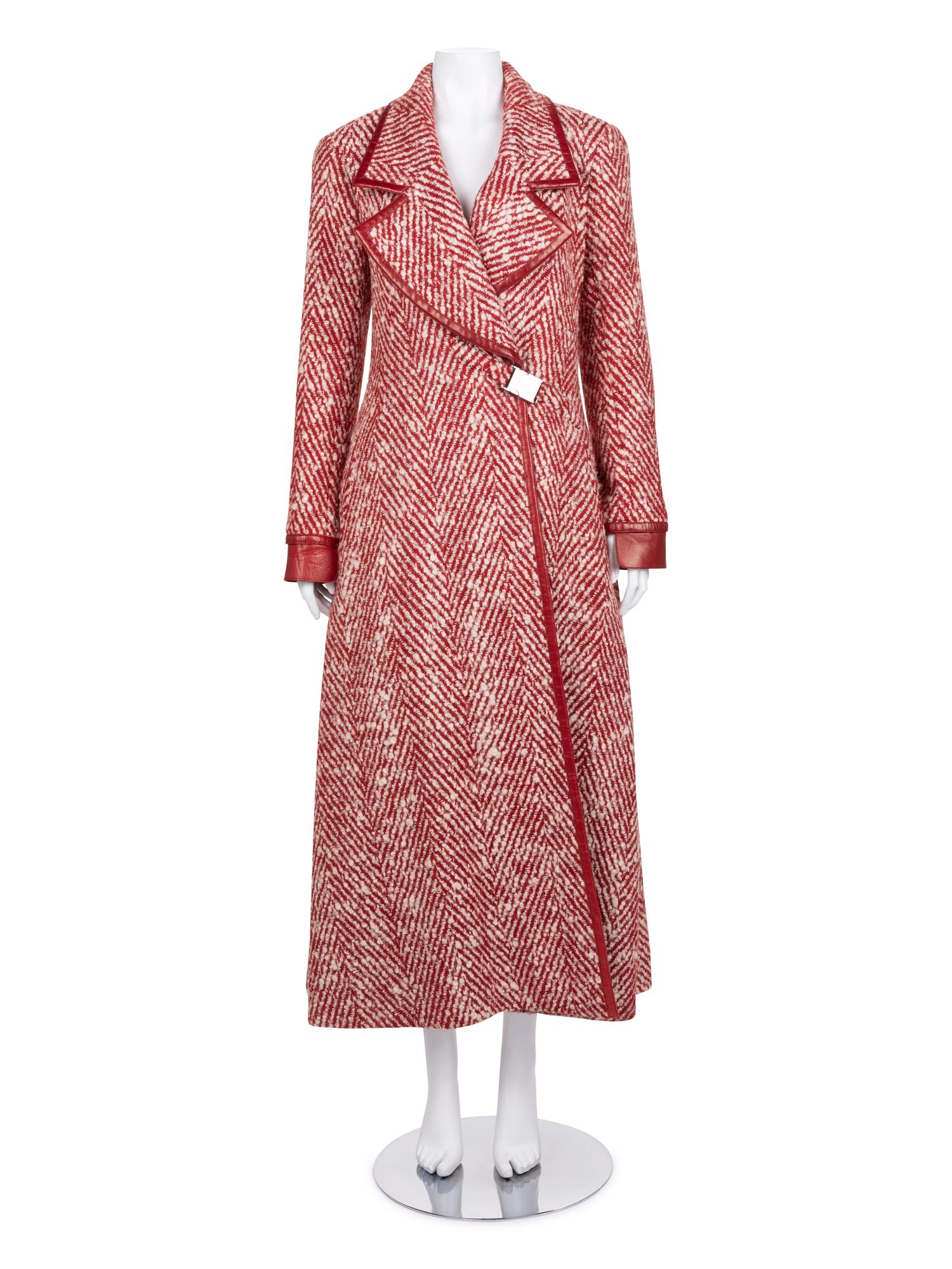 Chanel Wool Herringbone Long Coat and Skirt, Fall 2000