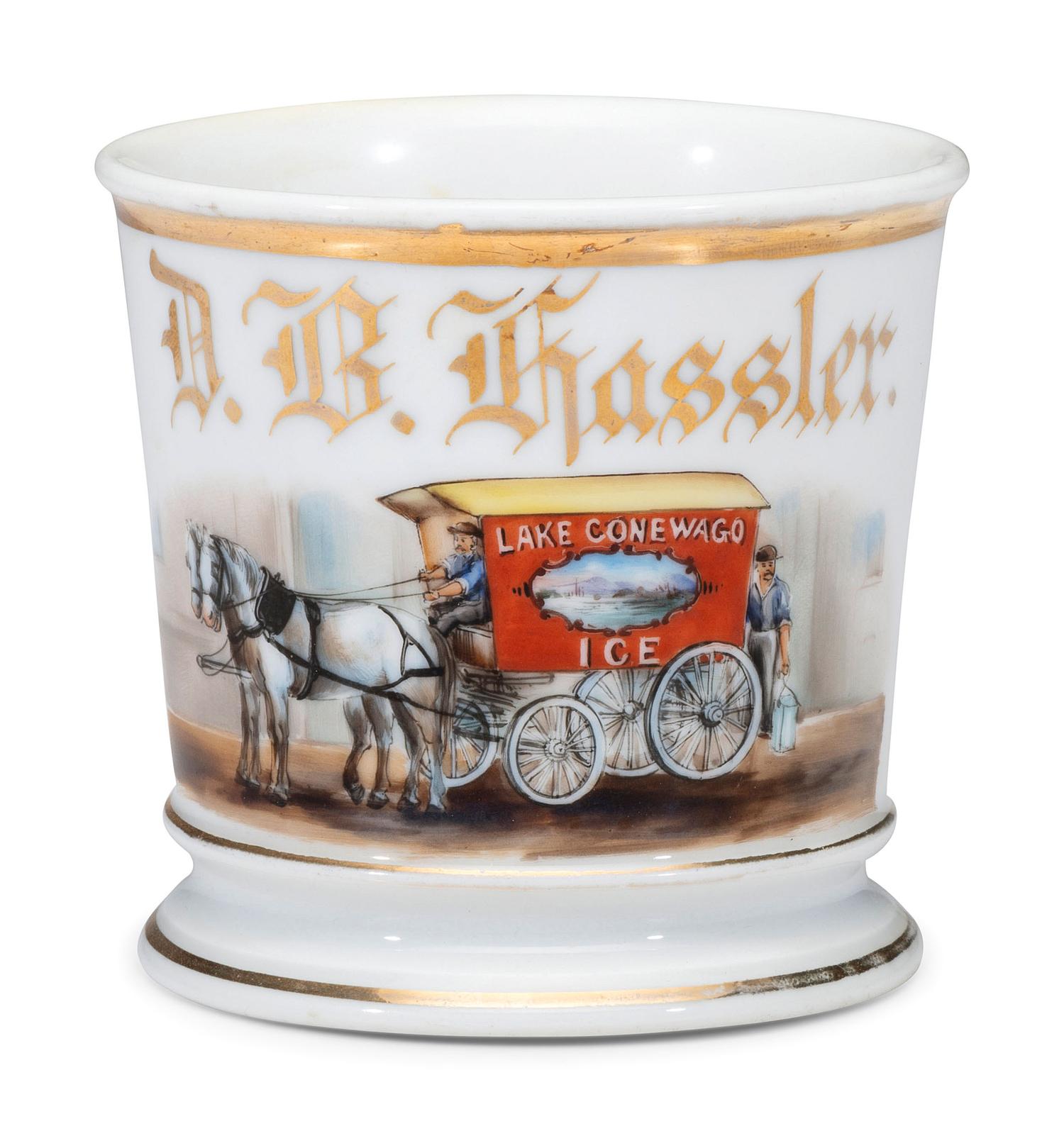 An Ice Deliveryman's Porcelain Occupational Shaving Mug