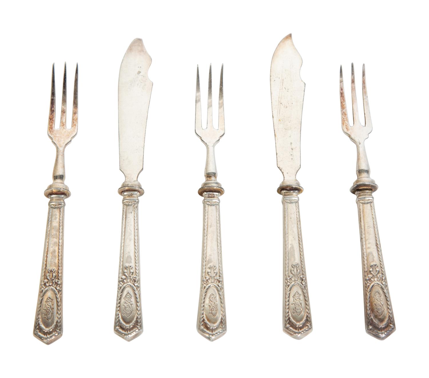 A Continental .800 Silver Service of Fruit Knives and Forks — 19TH CENTURY