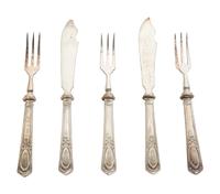 A Continental .800 Silver Service of Fruit Knives and Forks — 19TH CENTURY
