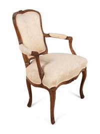 A Louis XV Walnut Fauteuil