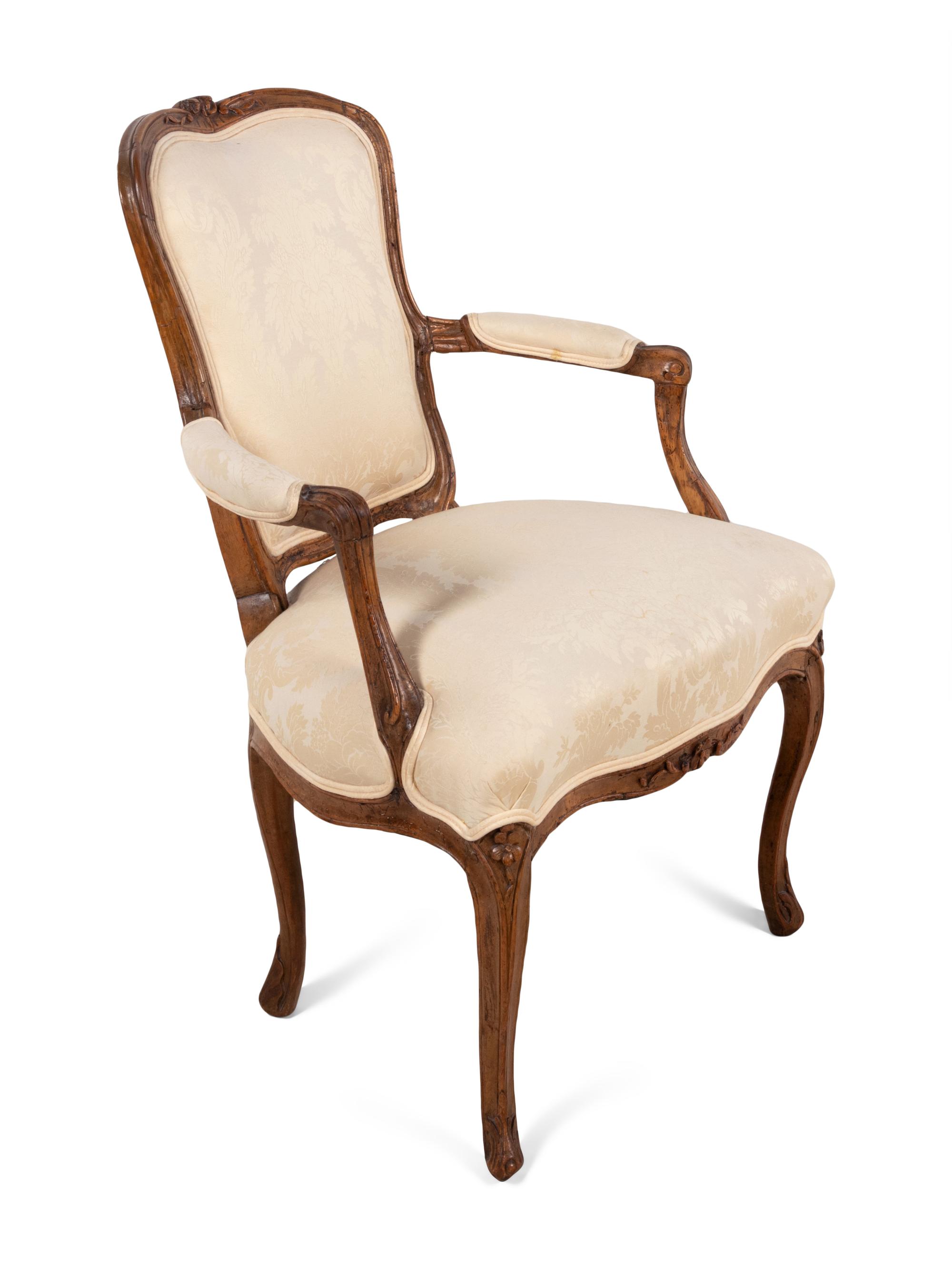 A Louis XV Walnut Fauteuil