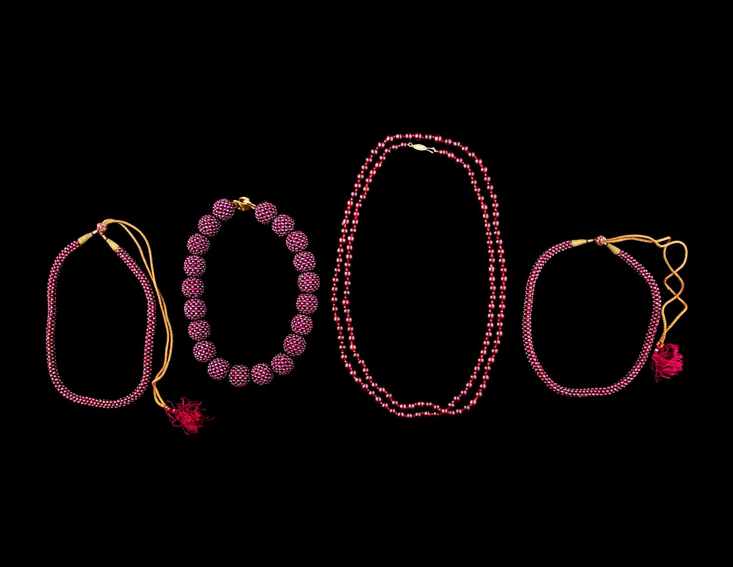 Four Chinese Imitating Tourmaline Beaded Necklaces