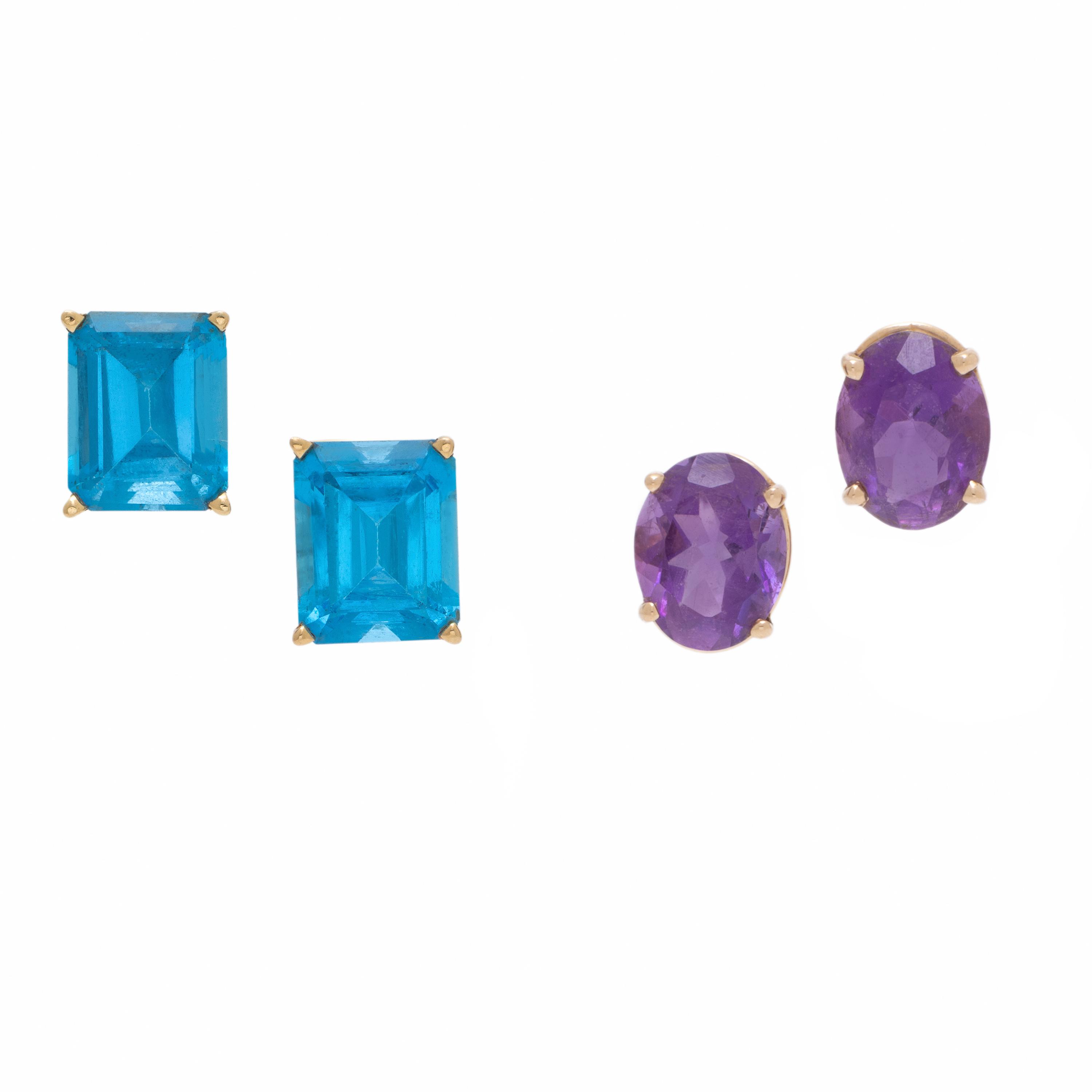 Blue Topaz Earrings and Amethyst Earrings