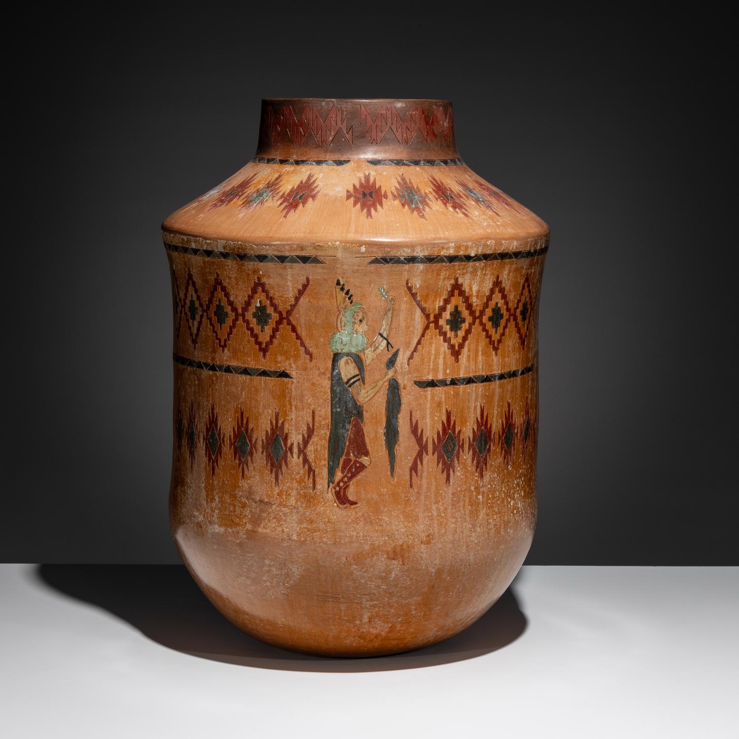 Polychrome Pottery Storage Jar, with Yeibichai Dancers