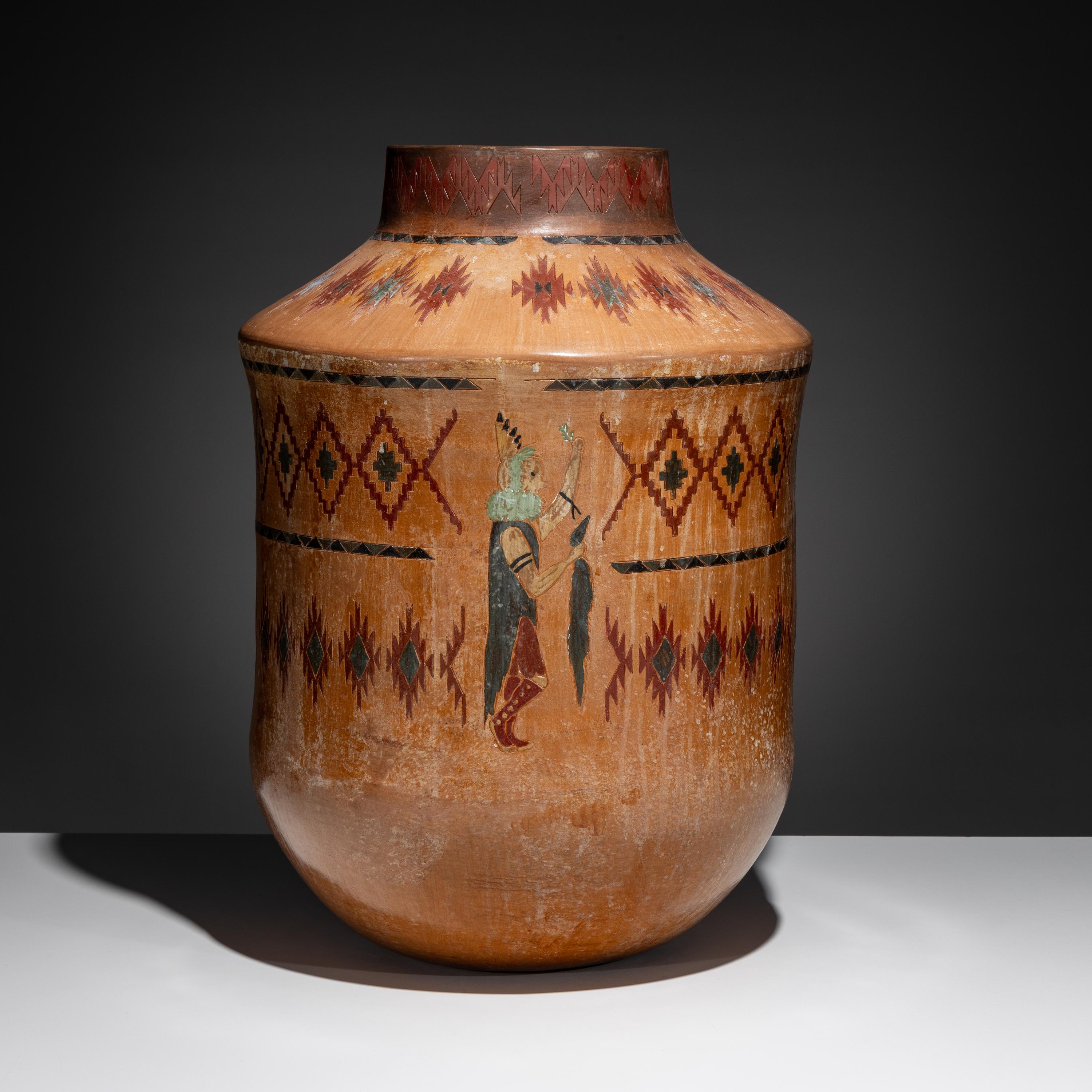 Polychrome Pottery Storage Jar, with Yeibichai Dancers