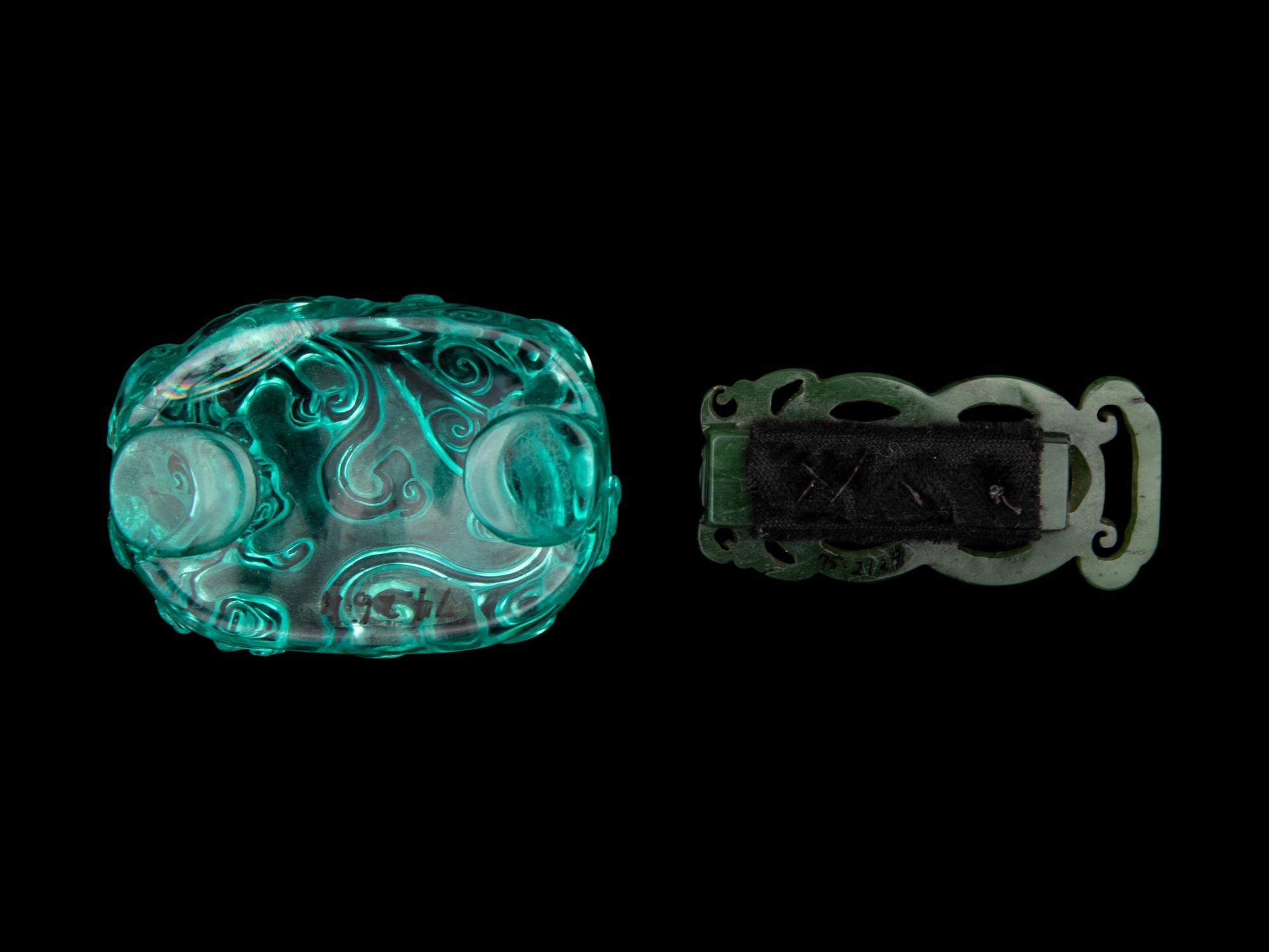 Two Chinese Carved Belt Buckles