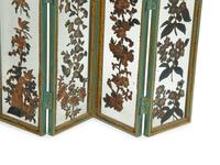 A Green-Painted and Glass Six-Panel Small Table Screen
