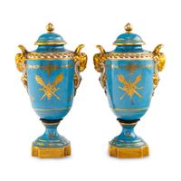 A Pair of Sèvres Style Porcelain Urns