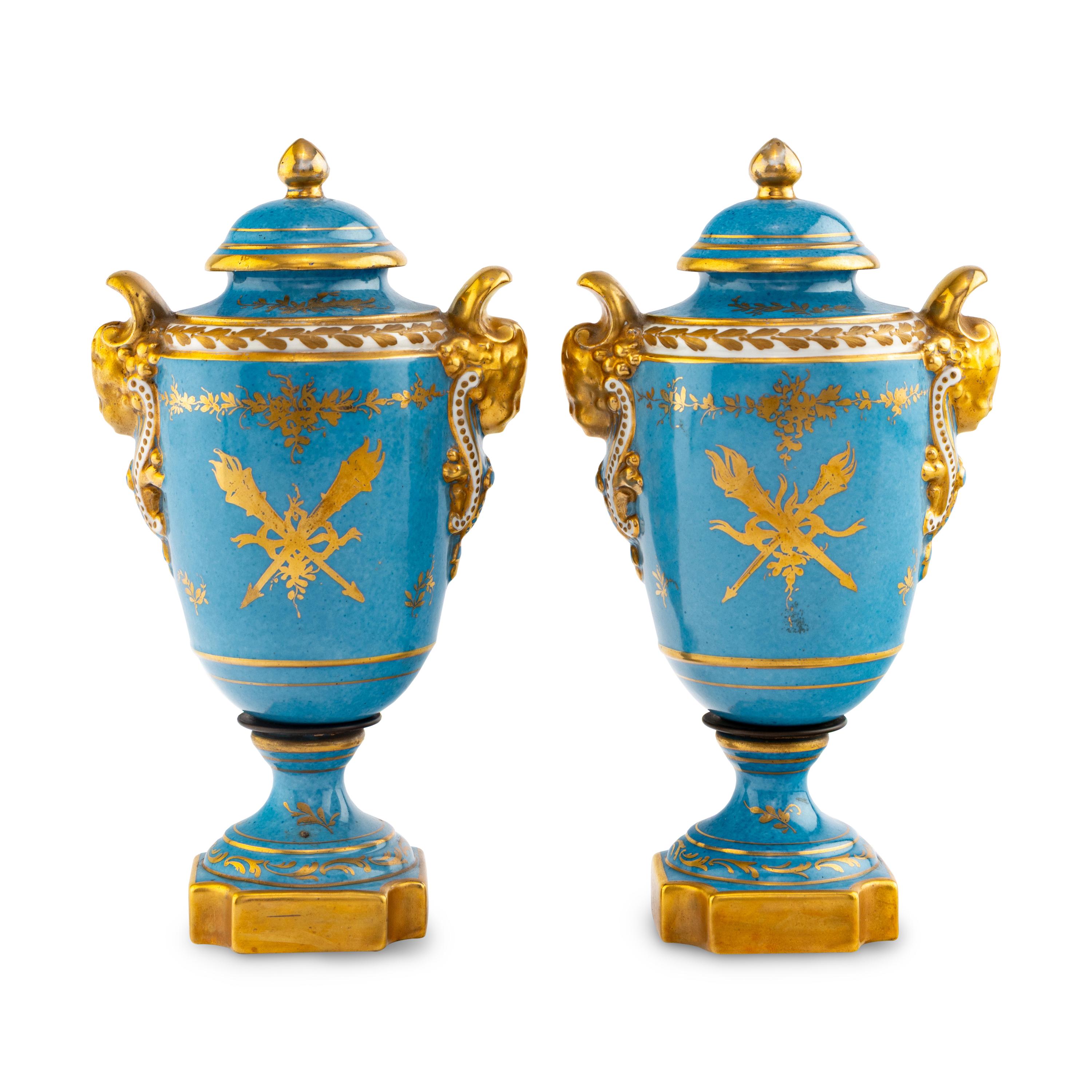 A Pair of Sèvres Style Porcelain Urns