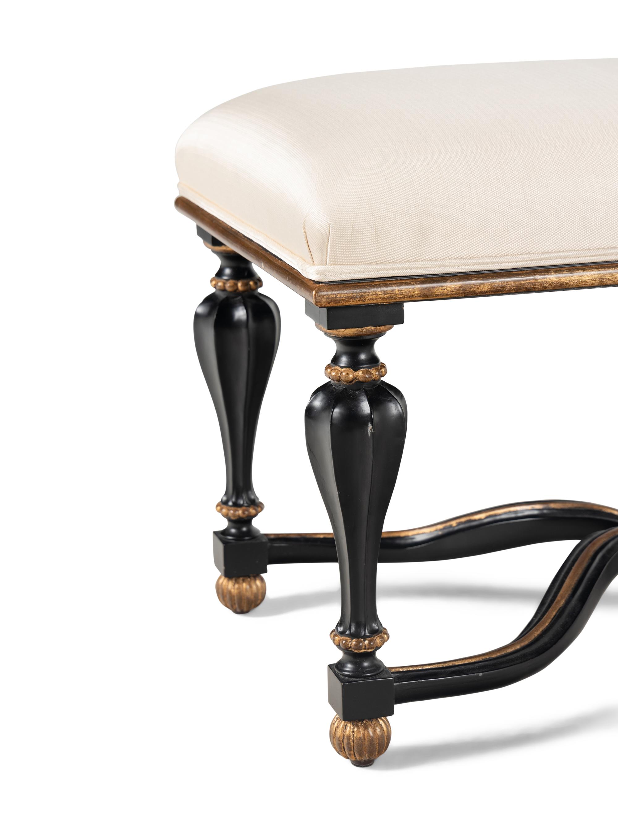 A Pair of Painted and Upholstered Benches