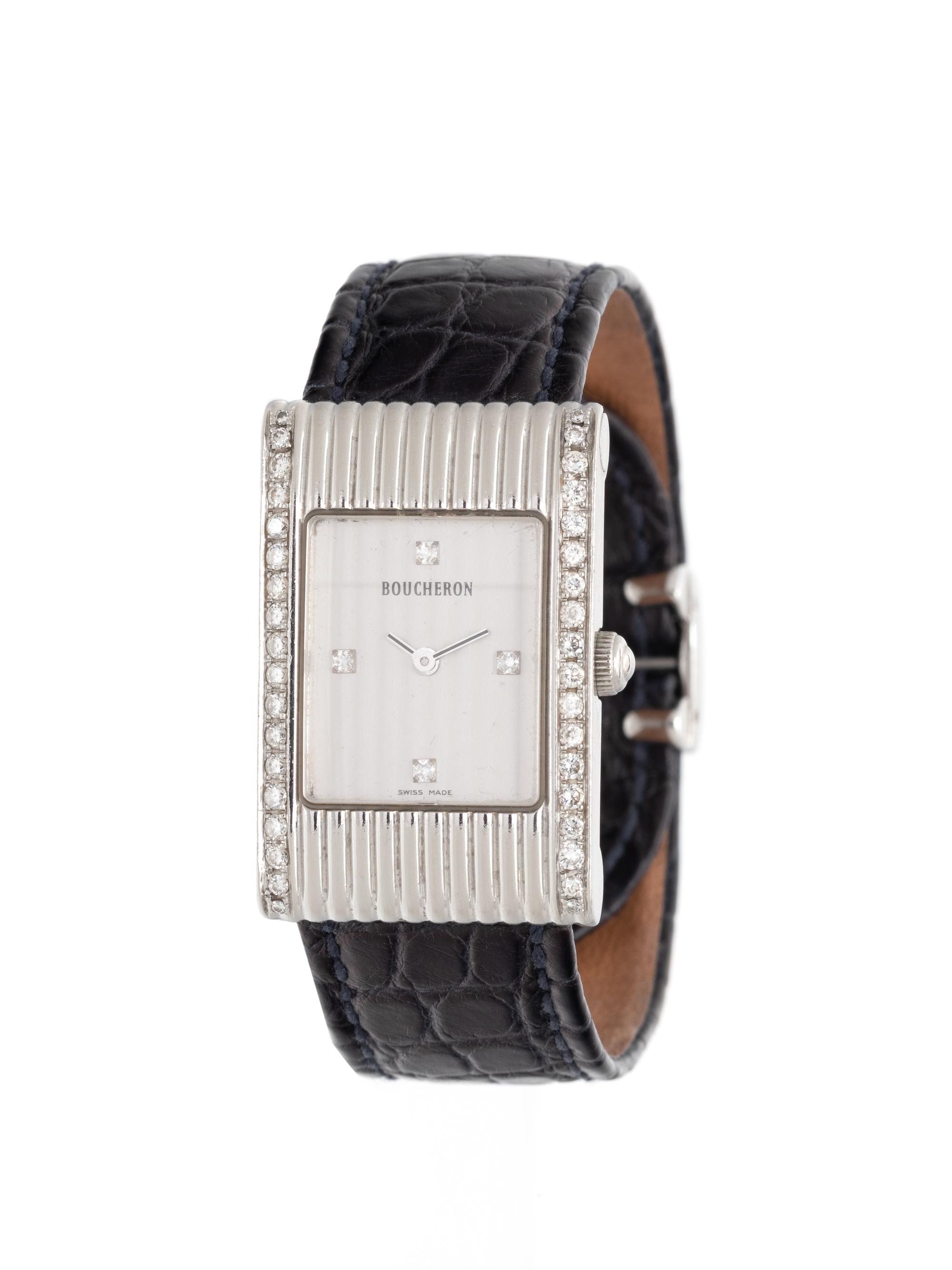 BOUCHERON, STAINLESS STEEL AND DIAMOND 'REFLET' WRISTWATCH